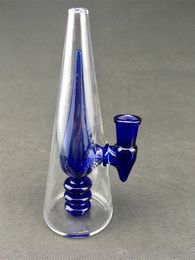 MjbNew blue glass hookah, oil rig smoking set pipe bong 14 mm joint price concessions