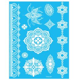 Wholesale-New India Metallic Flash Tattoo White Temporary Stickers Sexy Waterproof Tattoo Body Art\Leaves VS Pendants\Fake Tattooing