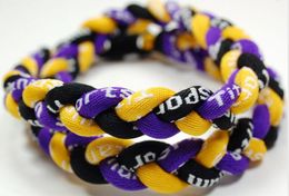 Promotion - 400PCS/Lot Baseball Sports Titanium 3 Rope Braided Purple Yellow Black Sport GE Necklace RT010