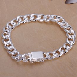 10PCS/lot Free shipping Wholesale 925 Sterling silver plated 10MM square buckle sideways -men's Bracelet LKNSPCH037