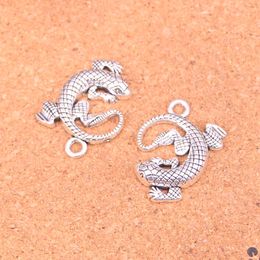 30pcs Antique Silver Plated house liZard Charms Pendants for European Bracelet Jewelry Making DIY Handmade 31*24mm