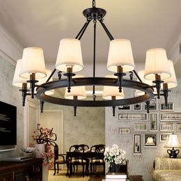Pendant light American Country Living Room lights hang lamps chandelier crystal Simple Iron Dining Room Bedroom Study Room