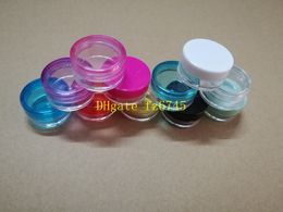 500pcs/lot Fast Shipping 2g clear jar 2ml plastic Packaging Sample cream pot ,nail art glitter powder case Empty box