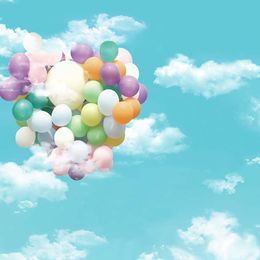 White Cloud Blue Sky Scenic Photography Backdrops Vinyl Colourful Balloons Newborn Baby Children Outdoor Photo Studio Backgrounds for Kids