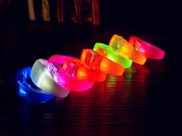 50pcs/lot 9 Colours Button Control Voice Control LED Bracelet Sound Activated Glow Bracelet Props For night cheer