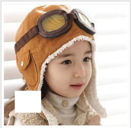 winter Warm Flight Cap kids Fleece Thick Hat Beanie Fashion Baby Boy Girl Pilot Aviator Cap