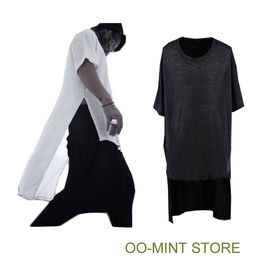 Wholesale- Long Style High Quality New Brand Design Fashion Tyga Man Hiphop Hip Hop Tshirt Top Tees T-shirt Men Side Split Black/White