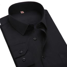 Wholesale- DRESSERVICE Large Size S--5XL 6XL 7XL 8XL Men's Stripe Long Sleeve Business Casual Shirt Solid Color Men's Social Dress Shirt