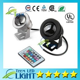 IP65 10W RGB Floodlight light Underwater LED Flood Lights Swimming Pool Outdoor Waterproof floodlights lighting Round DC 12V Convex Lens 30