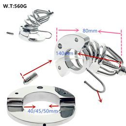 new sex toy 2in1 stainless steel male chastity device ball stretcher cock cage with long catheter send penis plug
