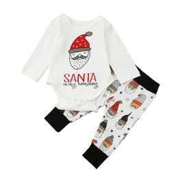 New Baby Clothes Baby Christmas Clothing Sets "SANTA is my homeboy" Letter Print Bodysuit Romper +Pants 2Pcs Sets Outfits Kids Clothing