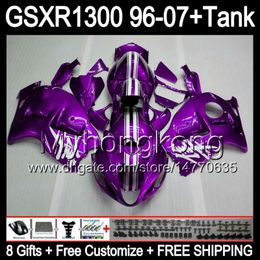8gift For SUZUKI Hayabusa GSXR1300 96 97 98 99 00 01 13MY198 gloss purple GSXR 1300 GSX-R1300 GSX R1300 02 03 04 05 06 07 TOP purple Fairing