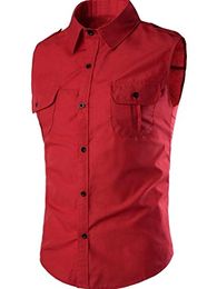 Wholesale- Abetteric Men's Abetteric Button Down Slim Fit Classic Sleeveless Shirts