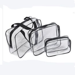 3Pcs/set Cosmetic Bag Set Fashion Transparent Beauty Bag Waterproof Handbags Wash Bags Ladies Make Up Bag