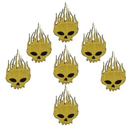 10pcs golden Skull badge patches for clothing iron embroidered patch applique iron on patches sewing accessories for Diy clothes