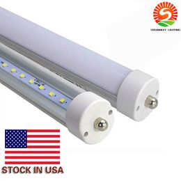 Stock in US+ LED tube lights 8ft 45W FA8 Single Pin SMD2835 4800LM LED Fluorescent light fixture AC85-265V quickly shipping