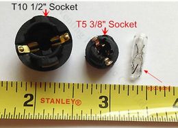 MIX T10 1/2" & T5 3/8" Socket Dashboard Instrument Panel Socket T10 W5W Twist Lock Wedge Bases Lamp Dash Bulb Plug