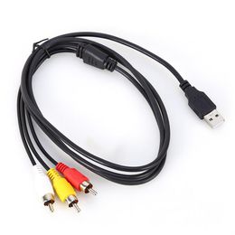 2pcs/lot Freeshipping 5FT 1.5m Male to Male USB 2.0 To 3 RCA Audio Video AV Adapter Cable Cord