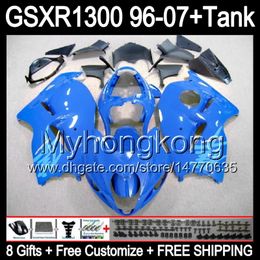 8gift For SUZUKI Hayabusa GSXR1300 96 97 98 99 00 01 13MY5 gloss blue GSXR 1300 GSX-R1300 GSX R1300 02 03 04 05 06 07 Fairing TOP blue black