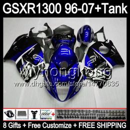 gloss blue 8gift For SUZUKI Hayabusa GSXR1300 96 97 98 99 00 01 13MY219 GSXR 1300 GSX-R1300 GSX R1300 02 03 04 05 06 07 blue black Fairing