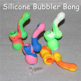 New Silicone Sherlock Bubber Bong silicone dab oil rig silicone dabber pipes Silicon Oil Drum Rigs Glass water pipes bubbler bong DHL