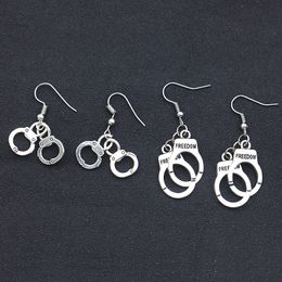 New Freedom Handcuff Earrings Mini Handcuff Pendant Dangle Ear Cuffs for Women inspiration Fashion Jewellery Gift Drop Shipping