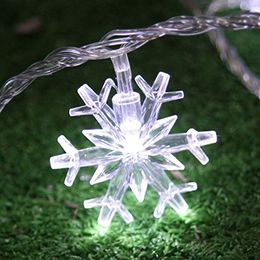 LED Strings 2M 20 LEDs Snowflake String Fairy Lights Battery Powered White Christmas Home Party Decoration Holiday Starry Lamp