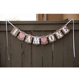 I AM ONE Bunting Garland Banner 1 set Baby Girl First Birthday Party Decoration Photo Booth Props Favors Supplies