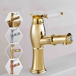 Bathroom Sink Faucets , Contemporary with Chrome Single Handle One Hole ,Deck Mounted Feature for Centerset,Four kinds of Colour choiced