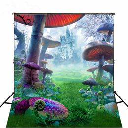 5x7ft Photography Background Castle Mushroom Forest Children Kids Birthday Party Photo Backdrop Digital Wedding Photo Booth Props