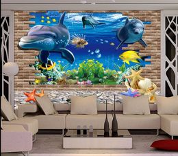 fashion decor home decoration for bedroom Seaside World Dolphin mural 3d wallpaper 3d wall papers for tv backdrop