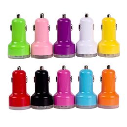Universal Dual USB Car Charger For IPhone 7 6s Plus Colorful 2.1A & 1A Power Charger Adapter For Samsung Galaxy S7 S5 S6 Edge Htc LG