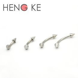 Spike Eyebrow Ring 316L Surgical Steel Bars Curved 1 2mm Barbell Body Piercing Jewelry 16 Gauge Belly Bar240A