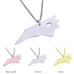 Fashion 3 Colour North Carolina state map necklace Stainless Steel Card Pendant Jewellery Necklaces Wholesale necklace