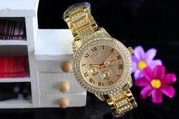2017 Fashion Crystal Watches Casual Full Steel Dial Style Ladies All Over The Sky Stars Diamond Rome Dial Style Gold Quartz Wa2093