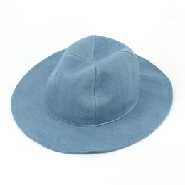 Wholesale- Women Denim Jazz Hats 2017 Spring Summer Solid Colour Casual Cotton Sun Caps For Travel Fedoras Casquette Femme