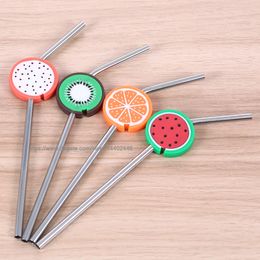 100pcs Stainless Steel Fruit Straw Straws Straight Drinking Fruit Metal Cleaning Party Free DHL FEDEX Shipping