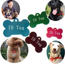 100 pcs/lot Mixed Colors Dog Tag Double Sides Bone Shaped Personalized Dog ID Tags Customized Cat Pet ID Tags Name Phone No. ID Card I086