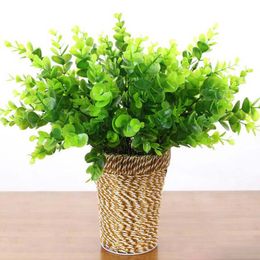 7 Branch Plastic Wedding Home Furniture Decoration Garden Artificial Plants Fake Grass Foliage Plant Tree Free Shipping
