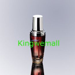 200pcs/lot 30ml High Grade Glass Oil Container Essence Eye Dropper Bottle Red with Silver Color For Cosmetic Packaging FQR06