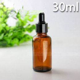Hot Sale 30ml Amber Glass Dropper Bottles with childproof cap and tip dropper, Glass E Liquid Bottles 30ml BY DHL