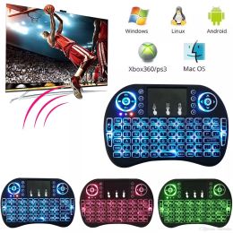 -3 colores Touchpad de mano Air Mouse Mini 2.4G Retroiluminado Touchpad teclado inalámbrico Air Mouse Multifunción para PC Pad Android TV caja