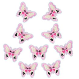 10pcs pink Butterfly patches insect badges for clothing iron embroidered patch applique iron on patches sewing accessories DIY