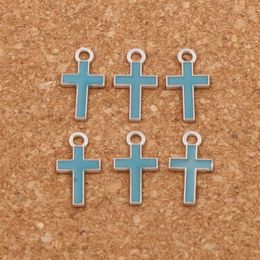 Silver Enamel Cross Alloy Charms 400pcs lot Pendants 7Colors 8x15mm Fashion Jewelry DIY Fit Bracelets Necklace Earrings L435224m