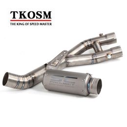 TKOSM Motorcycle Accessories Exhaust Pipe Motorbike R1 Middle Muffler Mid Exhaust Pipe For Yamaha YZF R1 YZF-R1 YZFR1 2015 2016