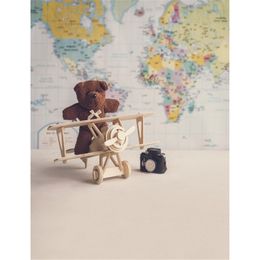 Children Baby Photography Backdrop Props World Map Theme Photo Studio Back Drop Wood Aeroplane Bear Decor Indoor Backgrounds