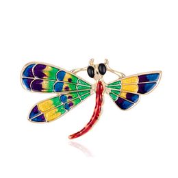 Hot New Colourful Enamel Dragonfly Brooches for Women Dress Animal Brooch Pins Gold Plated High Quality Alloy Pin Jewellery Wholesale