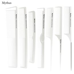 Mythus White Carbon Comb 7 Pcs Models Haircut Comb For Professional Use Antistatic Carbon Fibre Combs