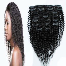 Mongolian Afro Kinky Curly Hair clip in human hair extensions 120g Natural Colour kinky curly clip ins 10pcs