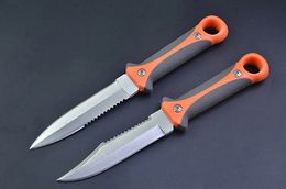 2017 New Diving knife 440C 58HRC Satin Blade ABS Handle Outdoor Camping Hiking Survival Straight Knives With ABS K Sheath